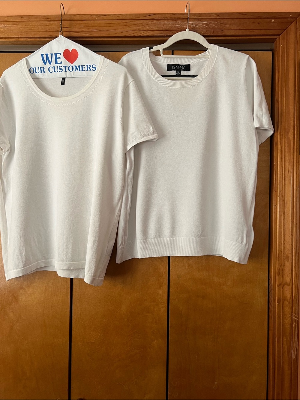 Kasper White Short Sleeve Knit Tee Duo - Classic Crewneck